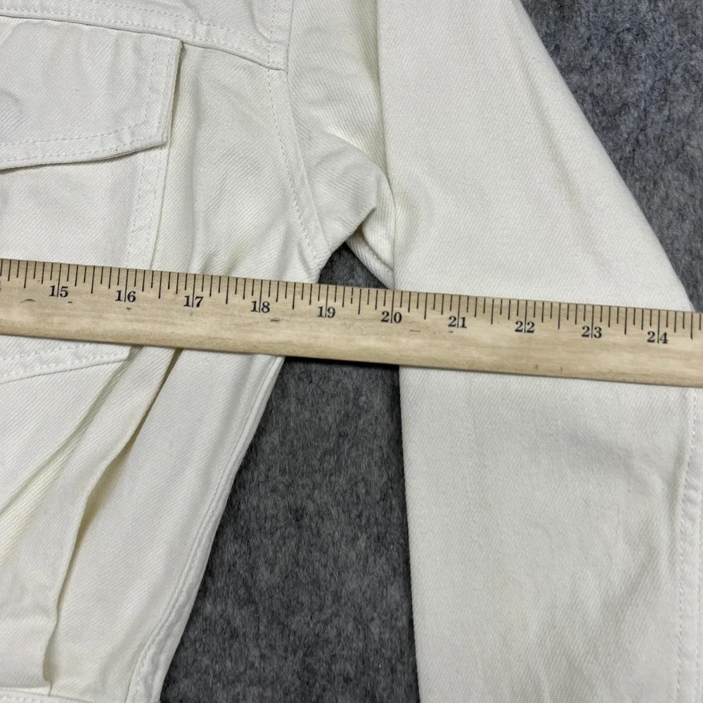 PISTOLA Dress Womens S Cream White Denim Shirt Dress Long Sleeve Raw Hem Utility